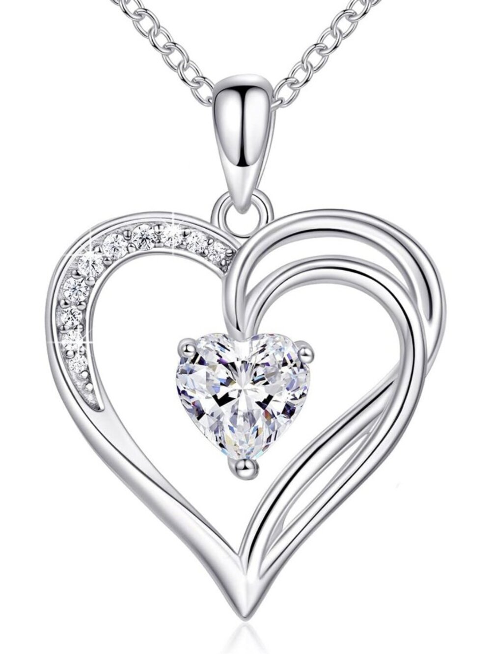 925 Sterling Silver Heart Birthstone Necklace for Women - Elegant Gift Idea